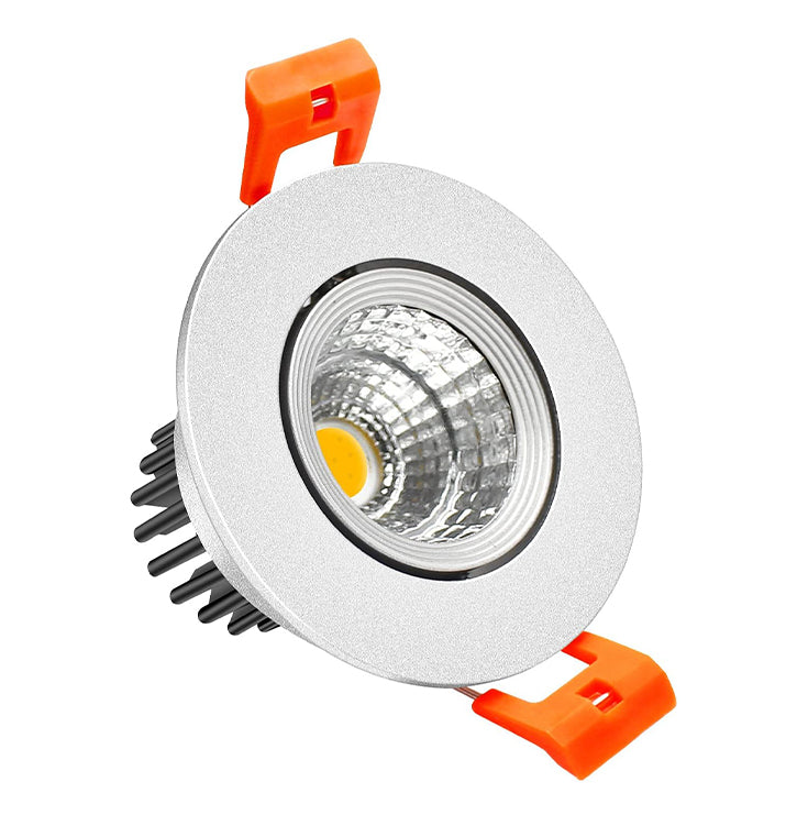 LightingWill 2inch LED Dimmable Downlight, 3W COB Recessed Ceiling Light, Daylight White 5500K-6000K, CRI80, 25W Halogen Bulbs Equivalent, Silver (1 Pack)
