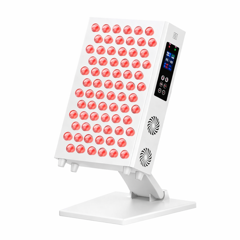 105W Desktop Infrared Therapy Lamp – Black / White | Dual Chip Red & IR | Smart Touch Control Panel | Timer & Pulse Dimming | 60° Lens | AC85–264V | for Skin Care & Muscle / Joint Relief | US / EU / UK / AU Plug