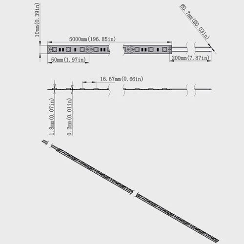 LightingWill 730–735nm SMD5050 DC12V IR LED Strip Light – 30/60/120 LEDs/m, 5 Meters, IP00/IP65