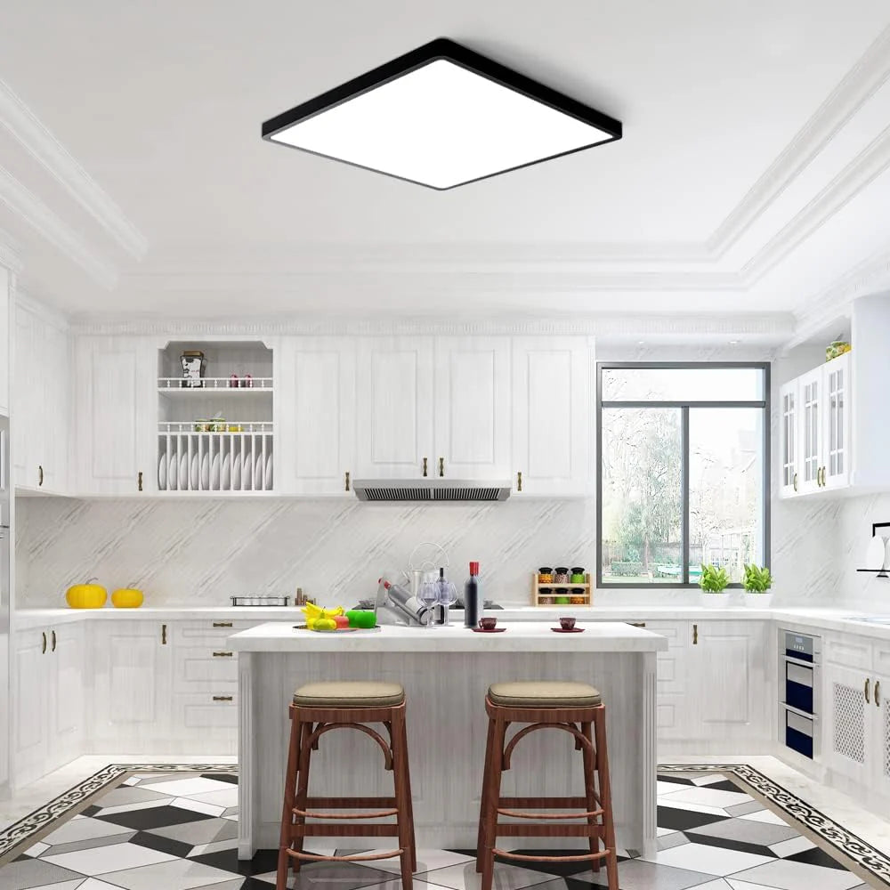 12 Inch 24W White /Black Square Ceiling Light – AC 110–130V | 3000K / 4500K / 5000K / 6500K | Flush Mount Ceiling Light for Modern Home Lighting | 1-Pack – Local Stock (US)