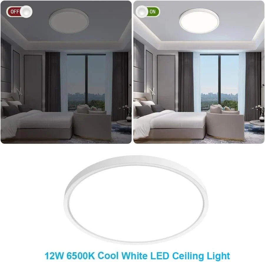 7 Inch Round 12W White LED Ceiling Light, 3000K / 4500K / 5000K / 6500K Flush Mount Ceiling Light Local Stock (US/UK/DE)