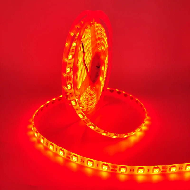 SMD5050 LED Strip Light, 5m Roll | 12V DC | 60 LEDs/m | 12W/m | Standard Brightness | Red / Green / Blue / Yellow / Pink / Icy Blue | IP00 / IP65 / IP67