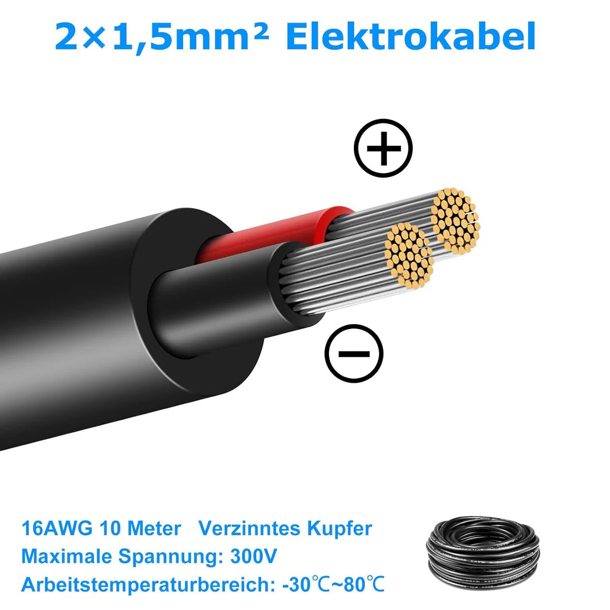16 AWG Electrical Wire, Stranded Tinned Copper Cable, 6/7/8 Conductor Multi-Core, Black/White PVC Insulated Control Wire — 3m–50m (10ft–165ft) Options