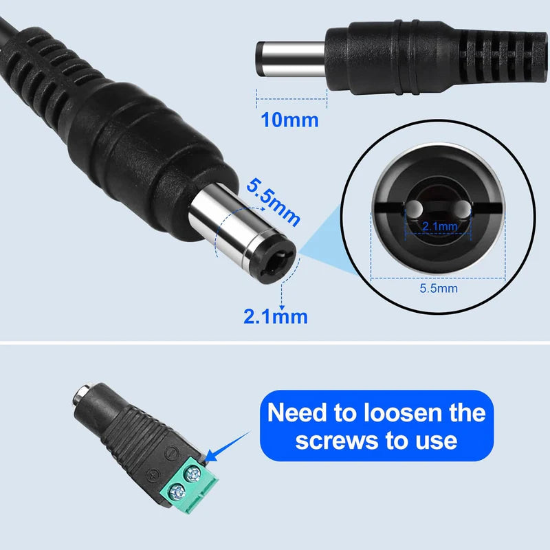 Desktop Power Supply Adapter DC 12V 36W–120W, AC 100–240V Input Switching Transformer Charger with US/UK Plug for LED Strip Lights, CCTV, Pumps, Electronics
