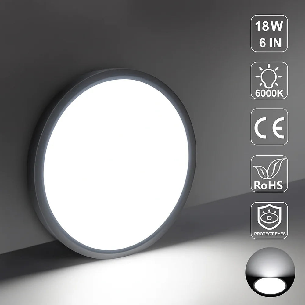 9 Inch 18W White / Black Round Ceiling Light – AC 220–240V | 3000K / 4500K / 5000K / 6500K | Flush Mount Ceiling Light for Modern Home Lighting | 1-Pack – Local Stock (UK)
