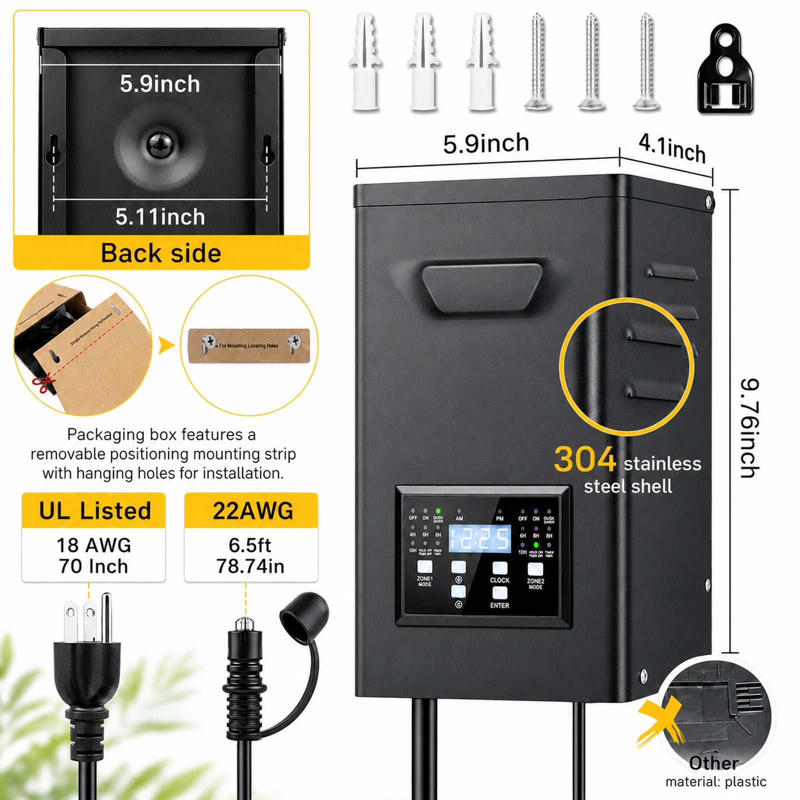 400W Landscape Lighting Transformers – 120V to 12V/14V AC, Dual Zone, Timer & External Photocell, Power Supply for Landscape Lighting Systems