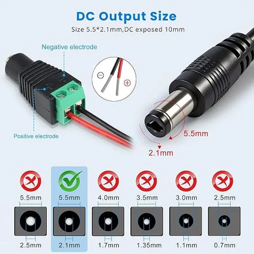DC 24V Plug-in LED Adapter with On/Off Switch, 72W, US Plug, Black Housing, 100–240V AC Input - Power Supply for High Power LED Strip Lights and Decorative Lighting