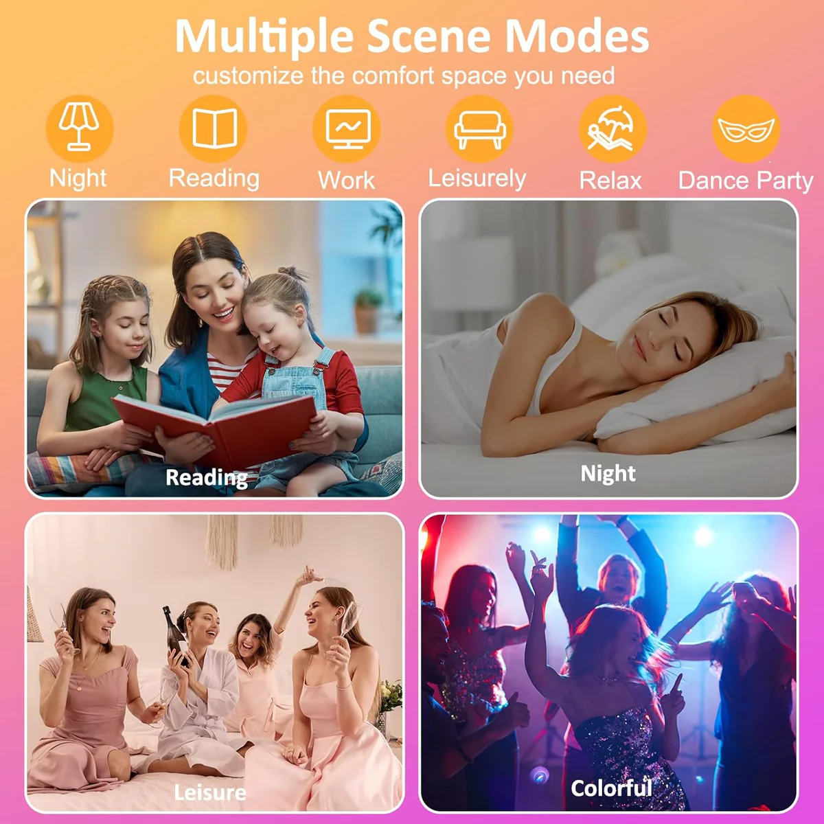 Smart RGB Downlight – COB WiFi Recessed Lighting, 2 Inch 5W, Dimmable RGB + CCT 2700–6500K, Works with Alexa & Google, 100–240V, Black Housing, 4 / 6 / 10 / 12 Pack Options