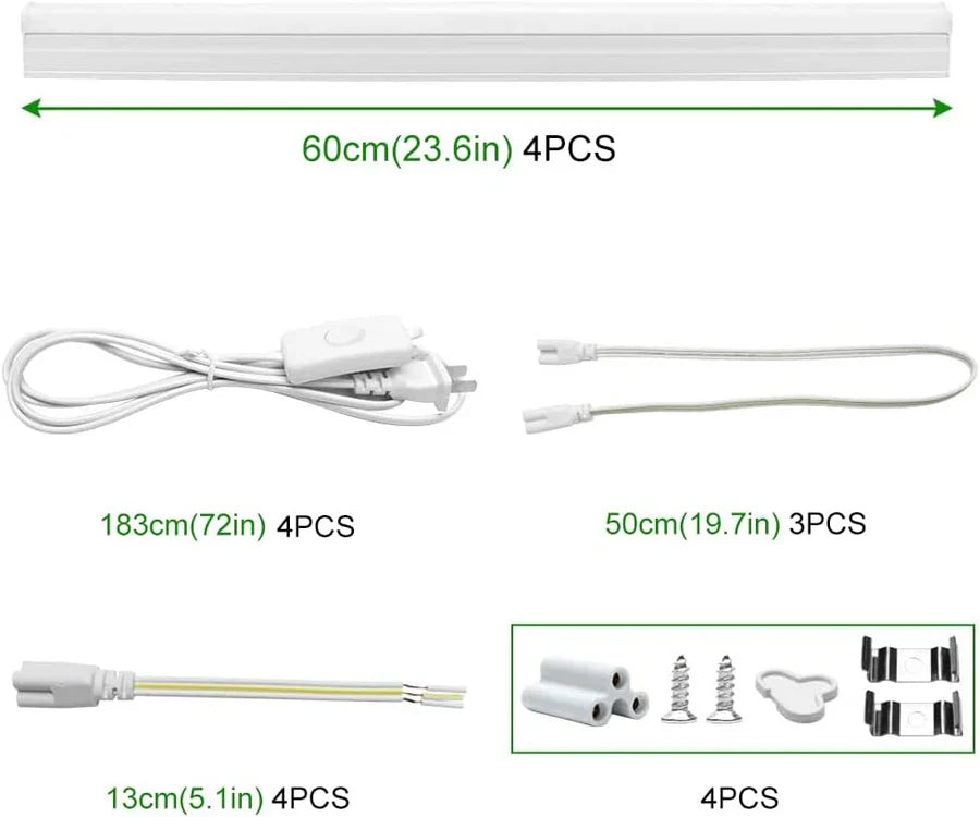 IT Series 4FT T5 LED Shop Light, Integrated Fixture 20W Warm/Natural/Daylight White Linkable Utility LED Tube Light for Garage, Basement, Workshop & Under Cabinet Ceiling Mount Corded Electric with On/Off Switch Non-Dimmable AC90–240V 4-Pack / 10-Pack