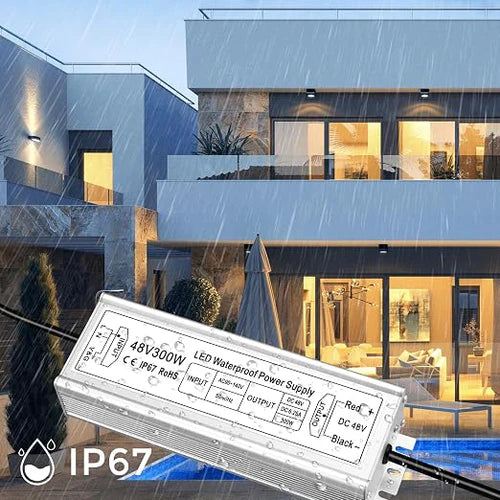 100W 36V/48V Waterproof LED Power Supply, 175-265V Input, Single Output, Aluminum Housing, Outdoor LED Lighting Driver, CE/RoHS/FCC Certified, US/UK/EU Plug