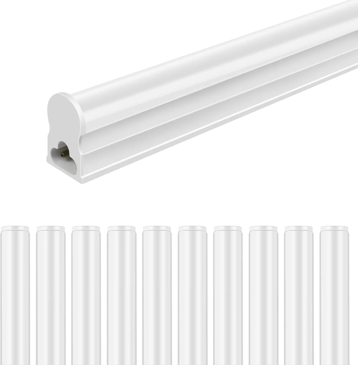 IT Series 4FT T5 LED Shop Light, Integrated Fixture 20W Warm/Natural/Daylight White Linkable Utility LED Tube Light for Garage, Basement, Workshop & Under Cabinet Ceiling Mount Corded Electric with On/Off Switch Non-Dimmable AC90–240V 4-Pack / 10-Pack