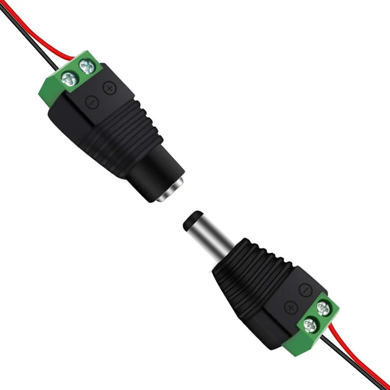 LightingWill DC Power Jack Adapter 2.1x5.5mm Barrel Connector, LED Strip Power Adapter Male Female Male+Female Plug Connector, Bulk 500pcs MOQ Factory Direct