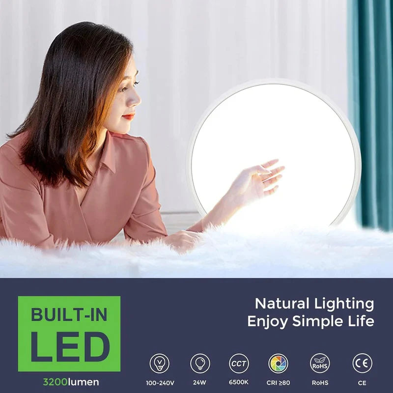 12 Inch Round 24W White LED Ceiling Light, 3000K / 4500K / 5000K / 6500K Flush Mount Ceiling Light Local Stock (US/UK/DE)
