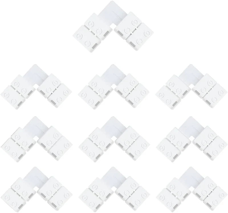 LightingWill LED Strip Connector Kit 10mm 2Pin Solderless Assortment, LED Light Strip Connector Kit Strip to Wire Strip to Strip L T DC Plug Set, Local Stock US UK