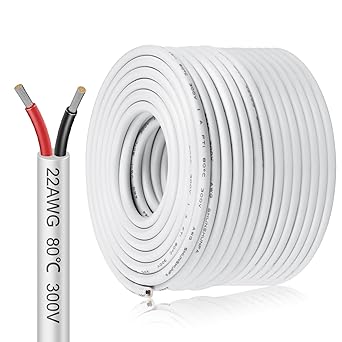 22 AWG Electrical Wire, Stranded Tinned Copper Cable, 2/3/4/5 Conductor Multi-Core, Black/White PVC Jacket Flexible Extension Cord — 3m–50m (10ft–165ft) Options