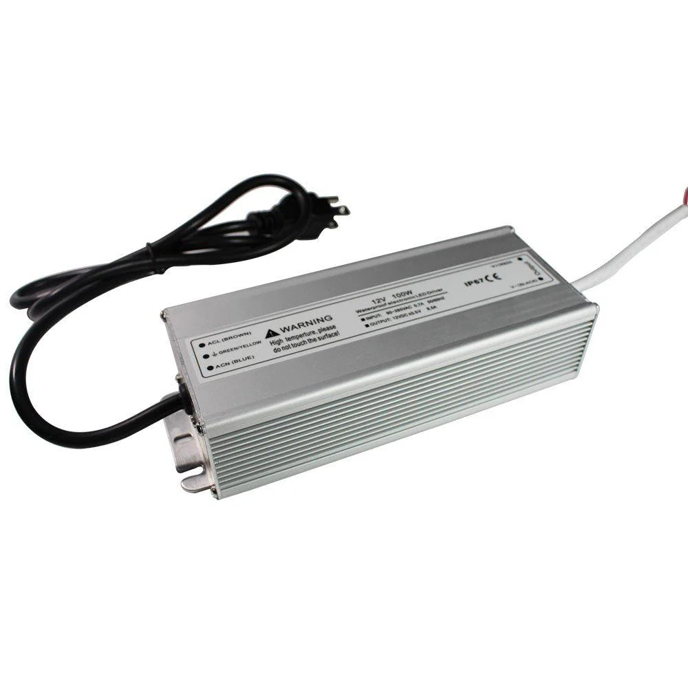 Waterproof IP67 LED Power Supply 110V 220V AC to 12V DC Driver Transformer 3-Prong Plug 3.3 Feet Cable