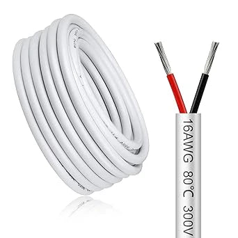 16 AWG Electrical Cable, Stranded Tinned Copper Wire, 2/3/4/5 Core Multi-Conductor, Black/White PVC Sheathed Extension Cord for Wiring — 3m–50m (10ft–165ft) Options