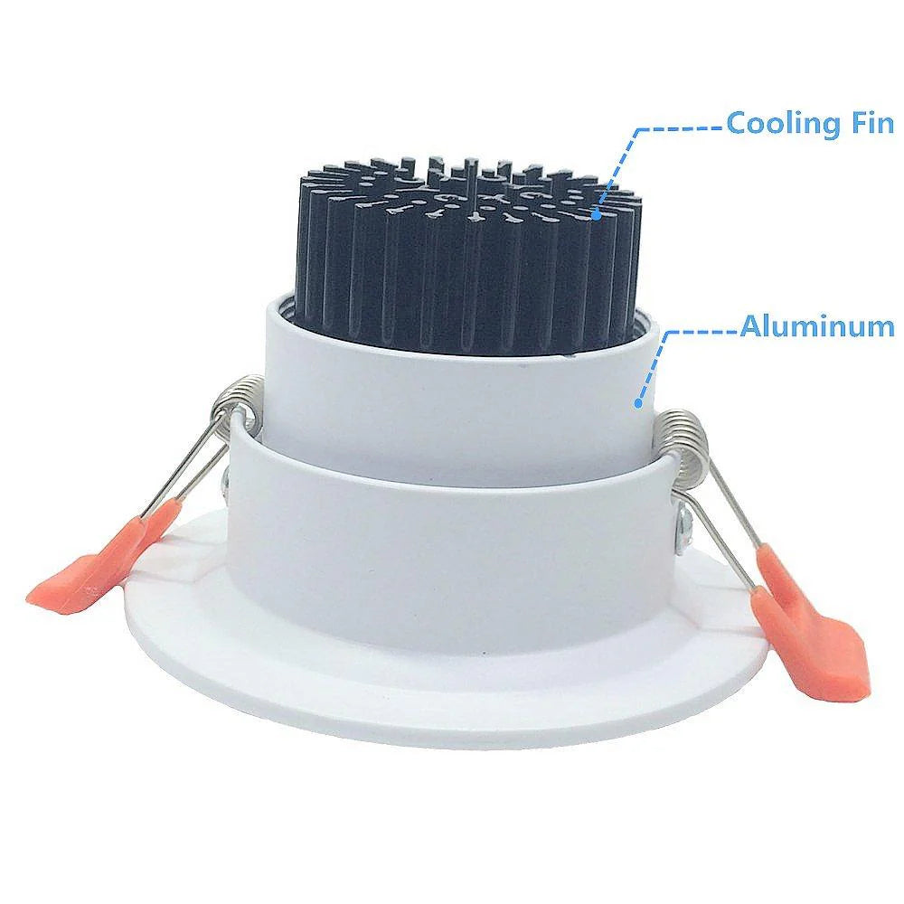 ECO-2 Series Adjustable COB LED Recessed Downlight – White Housing – TRIAC Dimmable – 3W/5W/9W – 4-Pack/6-Pack/10-Pack – 3000K–6000K – 100–130V / 200–240V