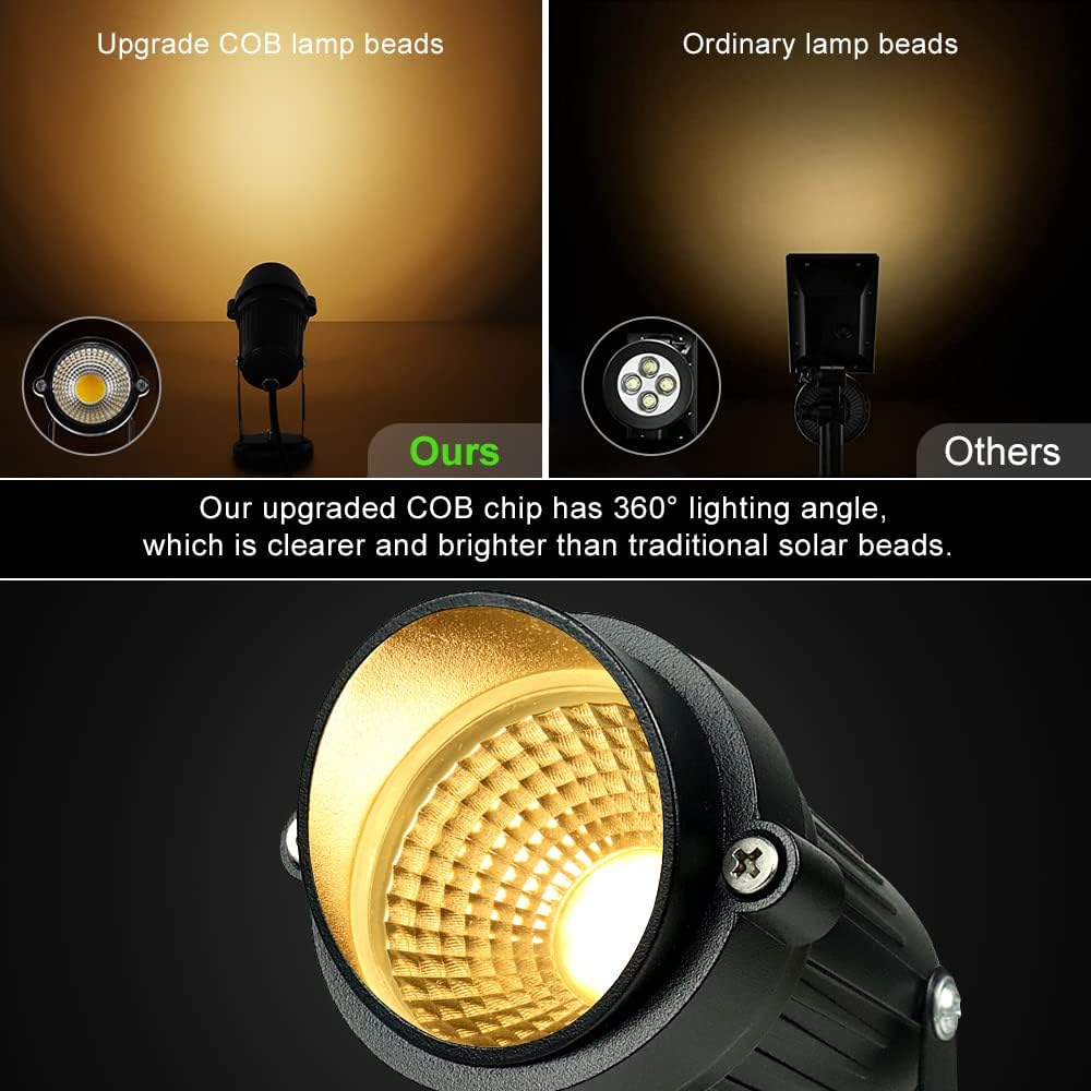 LightingWill 5W LED Landscape Lights, Warm White 3000K-3500K, Waterproof DC 12V COB LED Outdoor Wall Spotlight Low Voltage Garden Tree Spot Lighting for,Yard,Pathways,Fence (4 Pack)