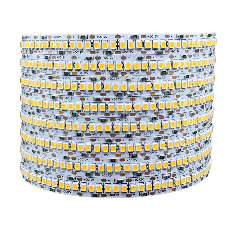 High Density SMD2835 LED Strip Light, 5m Roll | 12V DC | 240 LEDs/m | 18W/m | White 3000K / 4000K / 6000K | 10mm PCB | IP00 / IP67 Options