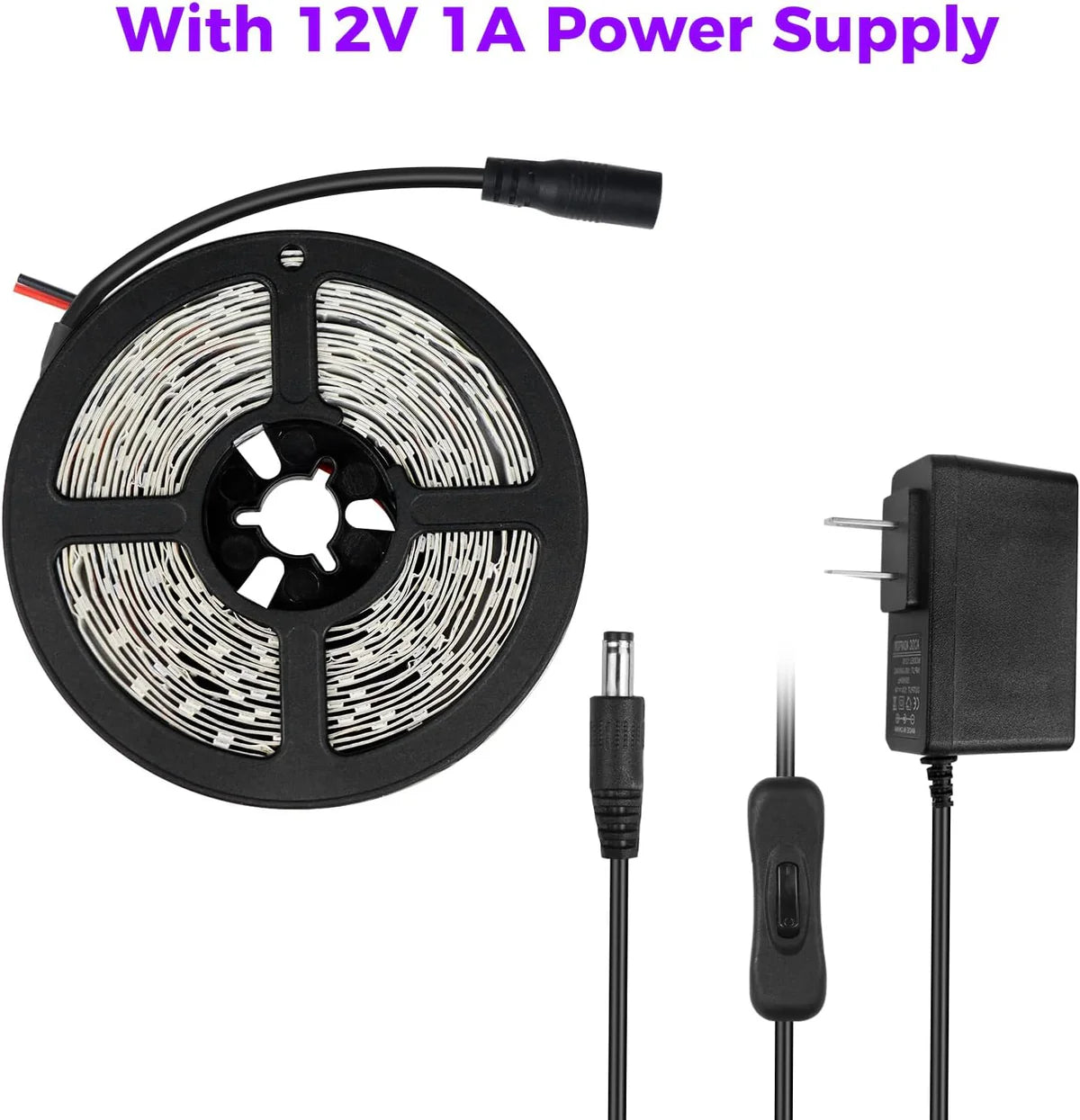 LightingWill 395–405nm SMD2835 UV LED Strip Light – 60 LEDs/m, 5M (16.4FT), Non-Waterproof/IP65