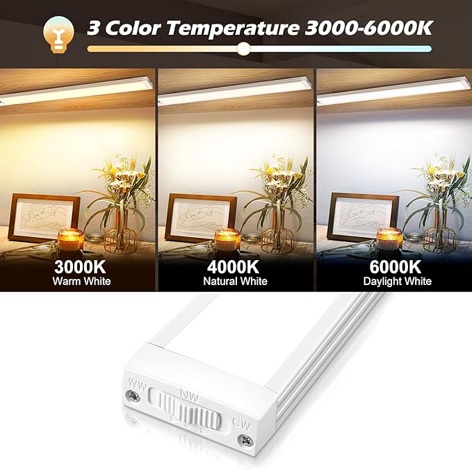 21 Inch Motion Sensor Under Cabinet Lighting, 3CCT Under Cabinet Lights Plug in, Dimmable Closet Lights with Hand Wave, Under Counter Fixtures for Kitchen(1 Pack)