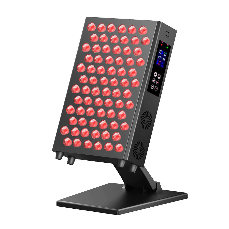 105W Desktop Infrared Therapy Lamp – Black / White | Dual Chip Red & IR | Smart Touch Control Panel | Timer & Pulse Dimming | 60° Lens | AC85–264V | for Skin Care & Muscle / Joint Relief | US / EU / UK / AU Plug
