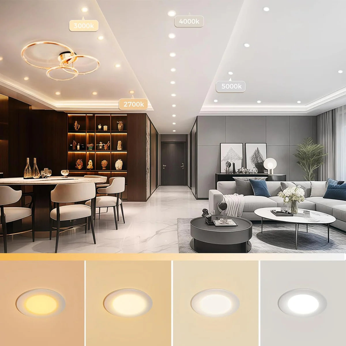 ECO-1 Series Frosted LED Downlight – White Housing – TRIAC Dimmable – 3W/5W/7W/9W – 4-Pack/8-Pack/10-Pack/12-Pack/20-Pack/32-Pack – 2700K–6000K – 100–130V / 200–240V