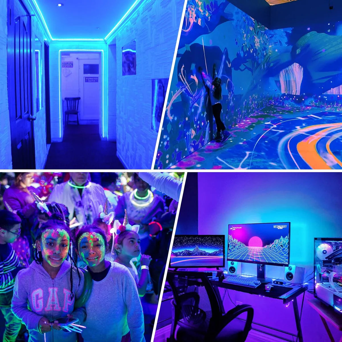 LightingWill 380–400nm SMD3528 UV LED Strip Light – 2.5M (8.2FT), USB Powered, Non-Waterproof (2 Pack)