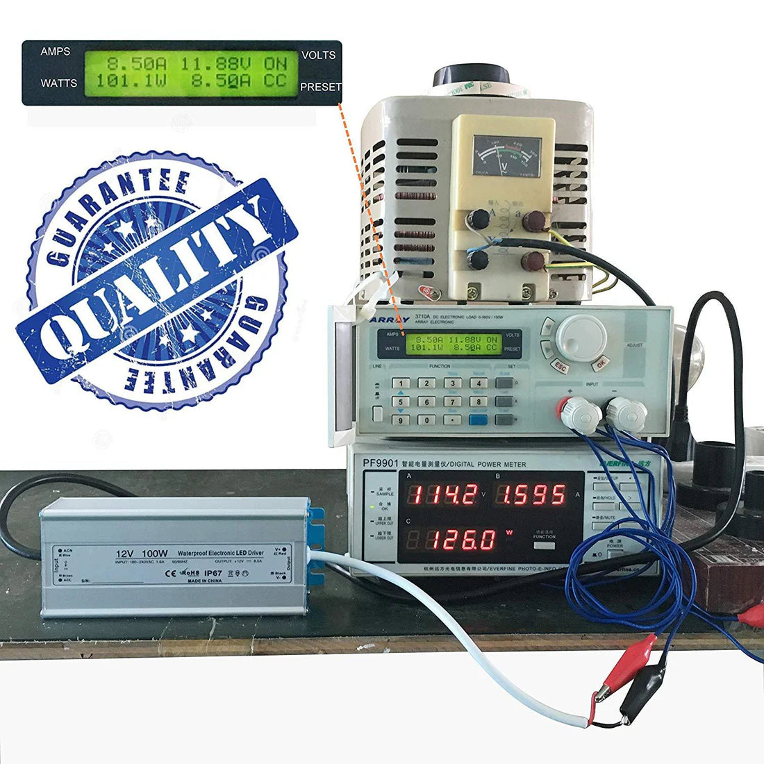 Waterproof IP67 LED Power Supply 110V 220V AC to 12V DC Driver Transformer 3-Prong Plug 3.3 Feet Cable