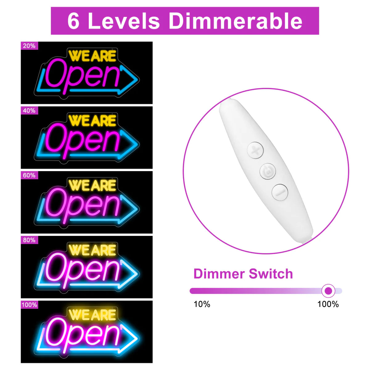 WE ARE OPEN Neon Sign – Arrow Shape LED Window Sign | USB Powered | 16×8 inch (41×20 cm) | 3 Color Combos for Storefront Display