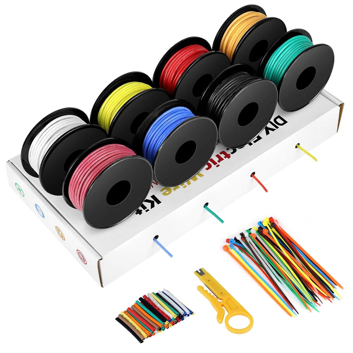 18 AWG Silicone Wire Kit, Stranded Tinned Copper Electrical Cable, Flexible Heat Resistant Hook Up Wire Set, 3m–15m Each Roll × 8 Colors for DIY, Automotive, LED, RC, Power Wiring