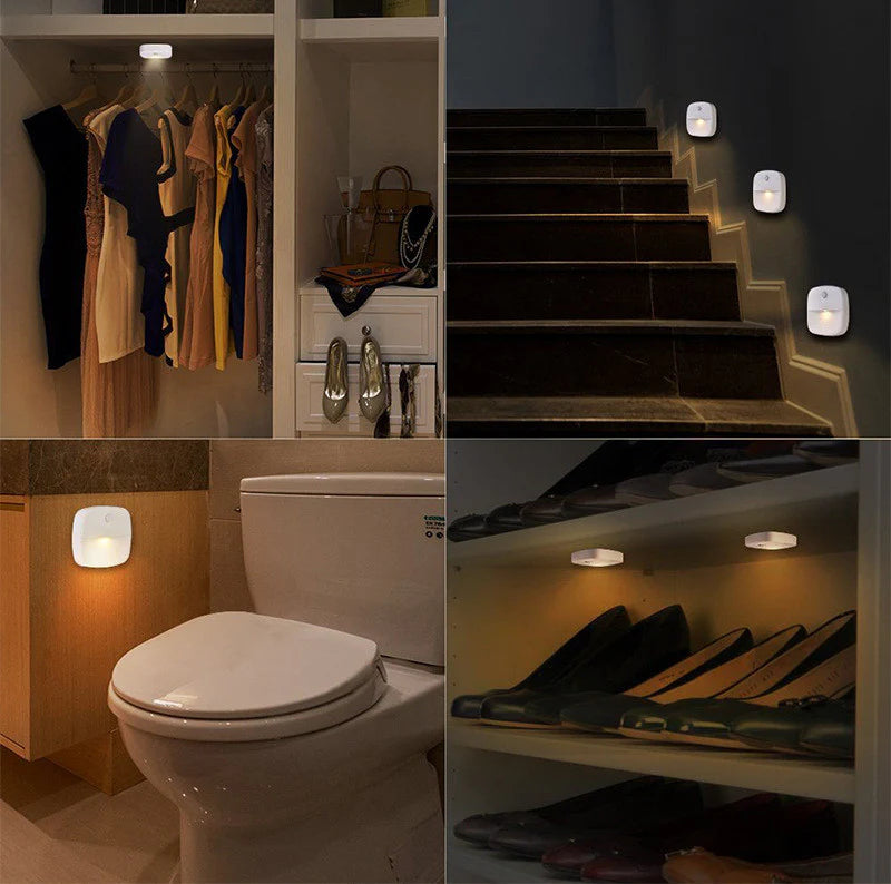 LightingWill LED Motion Sensor Light Battery Operated Dual White 3000K 6500K Switchable Cordless Stick On Night Light for Closet Kitchen Bathroom Hallway Cabinet 2 3 4 5 6 Pack