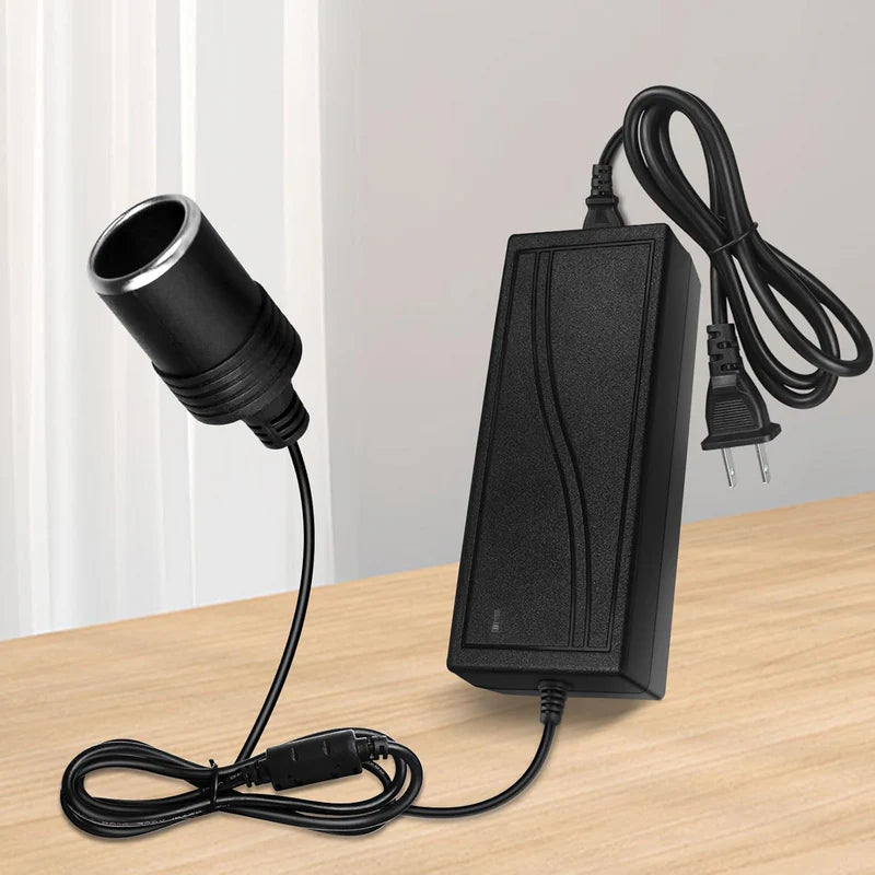 Cigarette Lighter Desktop Power Supply Adapter DC 12V 60W–120W, AC 100–240V Input Converter Transformer with US/UK Plug for Car Accessories, Air Pump, Cooler, Electronics