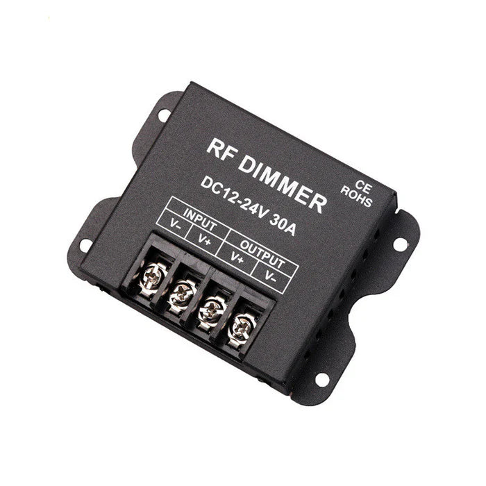 LightingWill LED Strip Dimmer DC12V 24V 30A High Power RF Remote LED Controller for Single Color 5050 3528 LED Strips
