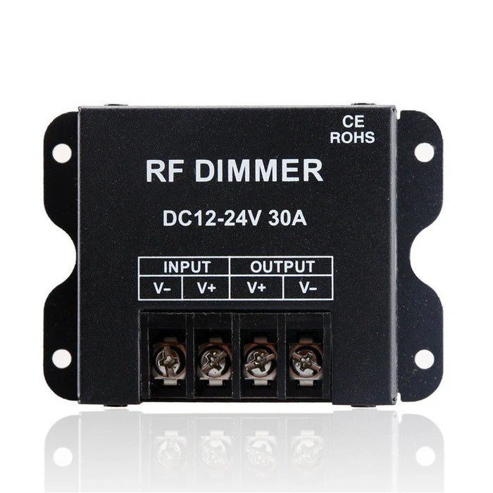 LightingWill LED Strip Dimmer DC12V 24V 30A High Power RF Remote LED Controller for Single Color 5050 3528 LED Strips