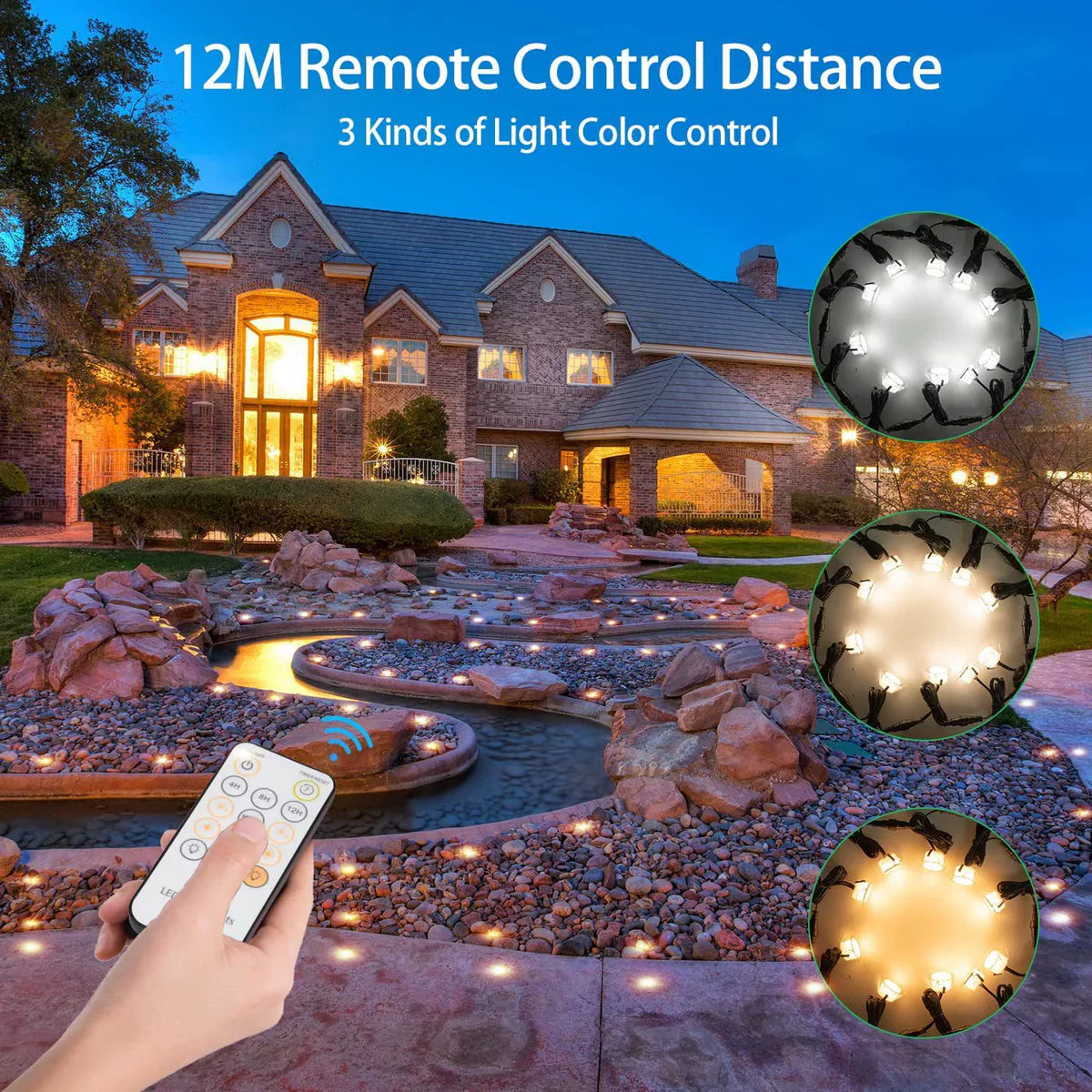 10-Pack Recessed LED Deck Lights – 0.8W Each | 3CCT Selectable 3000K / 4000K / 6000K | Remote Control Color Temperature Switching | AC100–265V Input with Power Adapter | US / EU / UK / AU Plug Options | IP67 Waterproof Inground Step Lights Kit