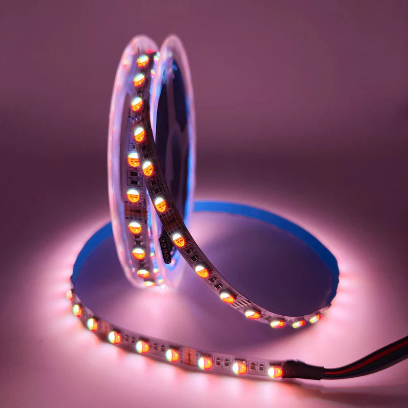 LightingWill DC24V RGBW/RGBWW LED Strip Light, 12mm PCB 4-in-1 SMD5050 60 LEDs/m, Non-Waterproof Flexible LED Tape Light for Mirror Kitchen Cabinet Bedroom, 5m 50m