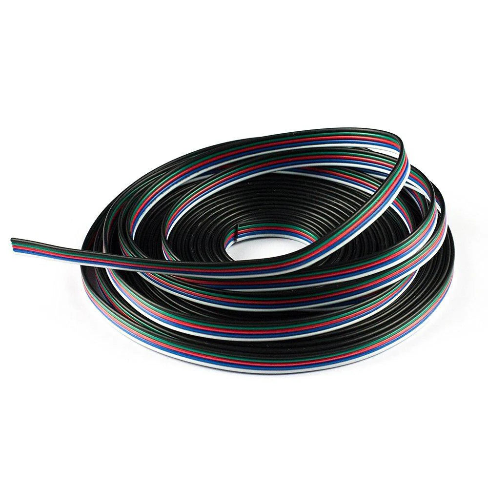 22Guage RGBW RGBWW LED Strip Extension Cable, 5pin 5Color Stand Wire Bonded Flat Cable for SMD5050 RGBW RGBWW Color, 20m/50m