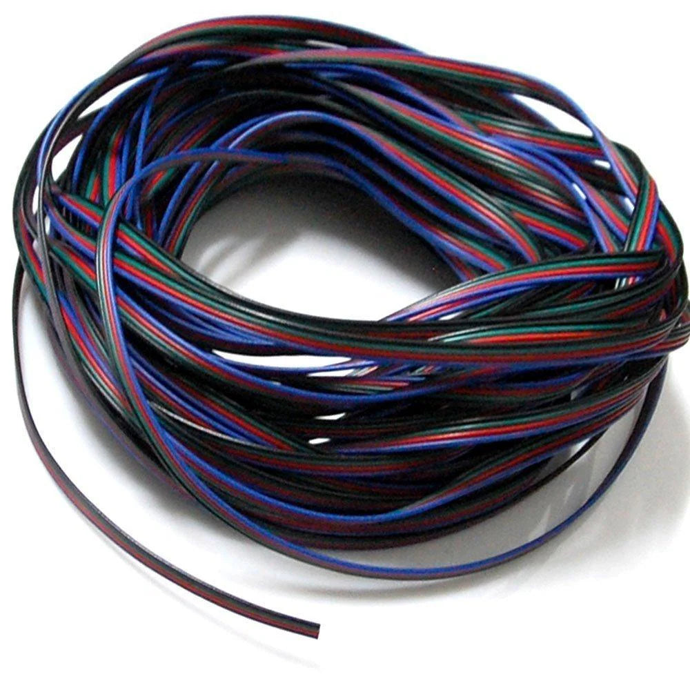 22Guage RGB LED Strip Extension Cable, 4pin 4Color Stand Wire Bonded Flat Cable for SMD5050 3528 RGB Color, 20m/50m