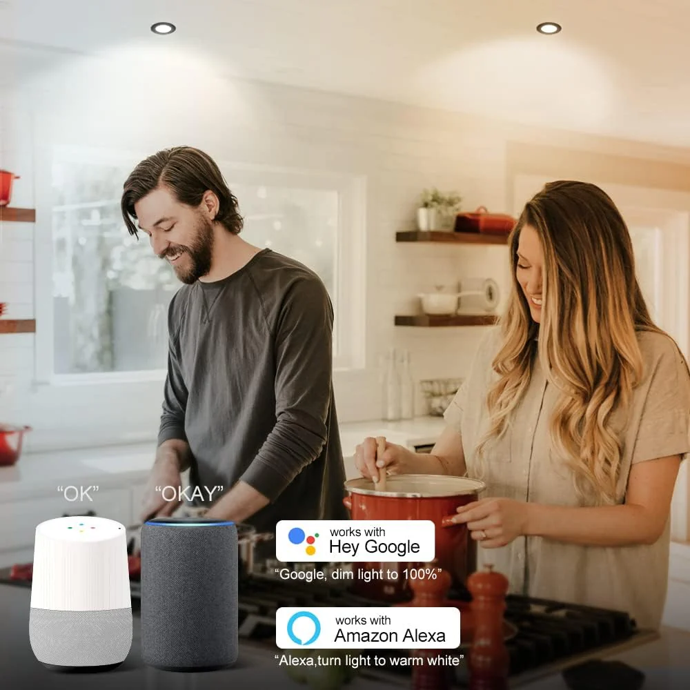 Smart RGB Downlight – WiFi Recessed Lighting, 2 Inch 5W, Dimmable RGB + CCT 2700–6500K, Works with Alexa & Google, 100–240V, Black Housing, 4 / 6 / 10 Pack Options