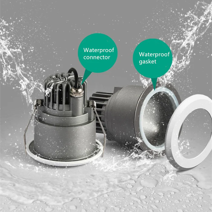 FX Waterproof Downlight – FX-1 Series IP65 LED Recessed Light | 7W / 12W / 15W | CRI 80+ | AC100–240V | Vapor-Proof Ceiling Fixture for Bathroom, Sauna & Outdoor Use | Black Trim | 1 / 4 / 10 Pack | Non-Dimmable