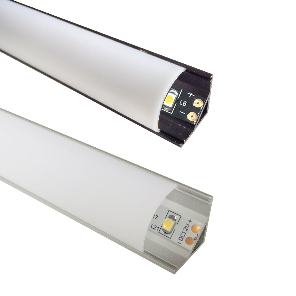 Silber V02 16x16mm V-förmig gebogener Abdeckungskanal Innenbreite 12mm Eckmontage LED-Aluminiumkanal mit Endkappen und Montageklammern Aluminiumprofil