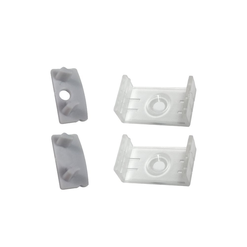 Silbernes U02 9 x 17 mm U-förmiges Innenprofil, Breite 12 mm, LED-Aluminium-Kanalsystem mit Abdeckung, Endkappen und Befestigungsclips für die Installation von LED-Lichtstreifen