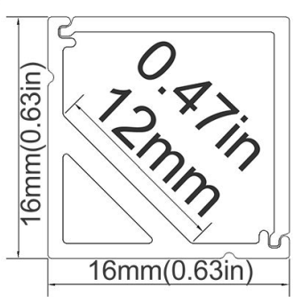 Silber V01 16x16mm V-förmige vertikale Winkelabdeckung Innenbreite 12mm Eckmontage LED-Aluminiumkanal mit Endkappen und Montageclips Aluminium-Extrusion