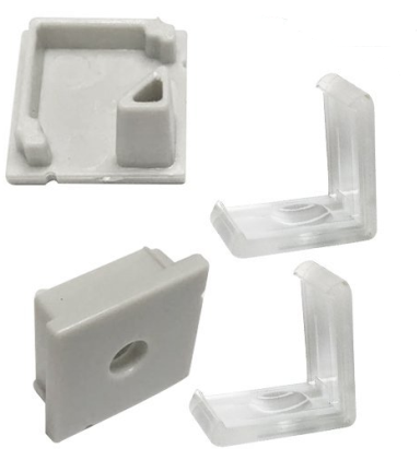 Silber V01 16x16mm V-förmige vertikale Winkelabdeckung Innenbreite 12mm Eckmontage LED-Aluminiumkanal mit Endkappen und Montageclips Aluminium-Extrusion