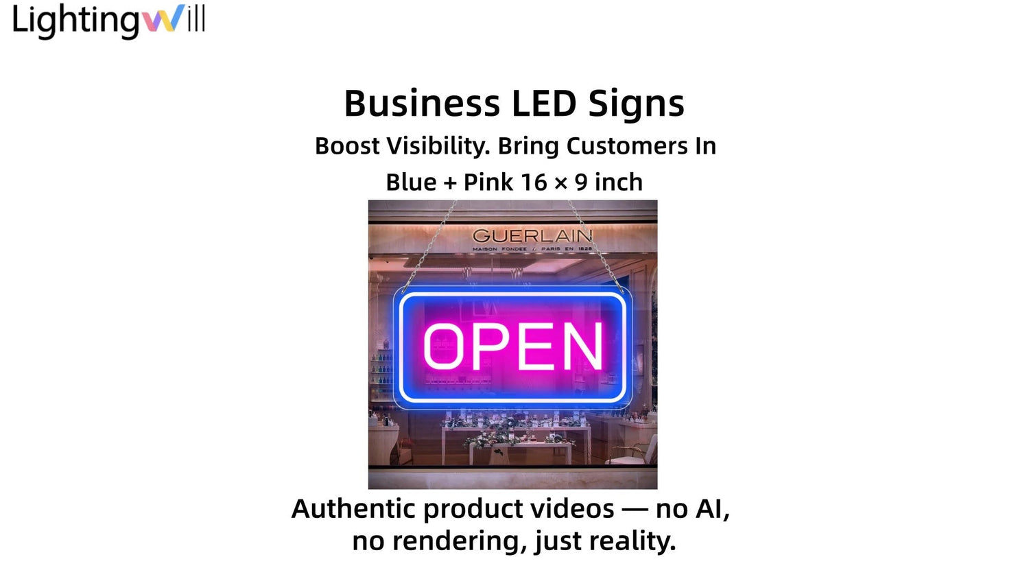 OPEN LED Neon Sign Video Demo – Blue &amp; Pink Glow Storefront Sign with Plug &amp; Play Setup | LightingWill