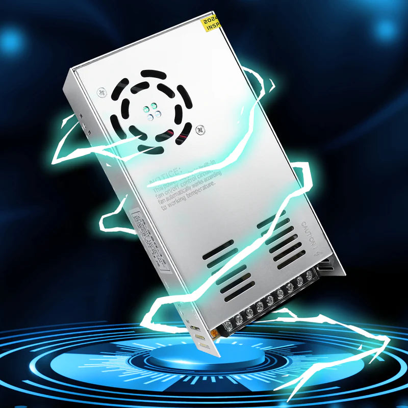 High Power DC 12V/24V 300W–600W Switching Power Supply, AC 110/220V Input, LED Driver Transformer, Metal Case with Cooling Fan, CE/FCC/RoHS Certified