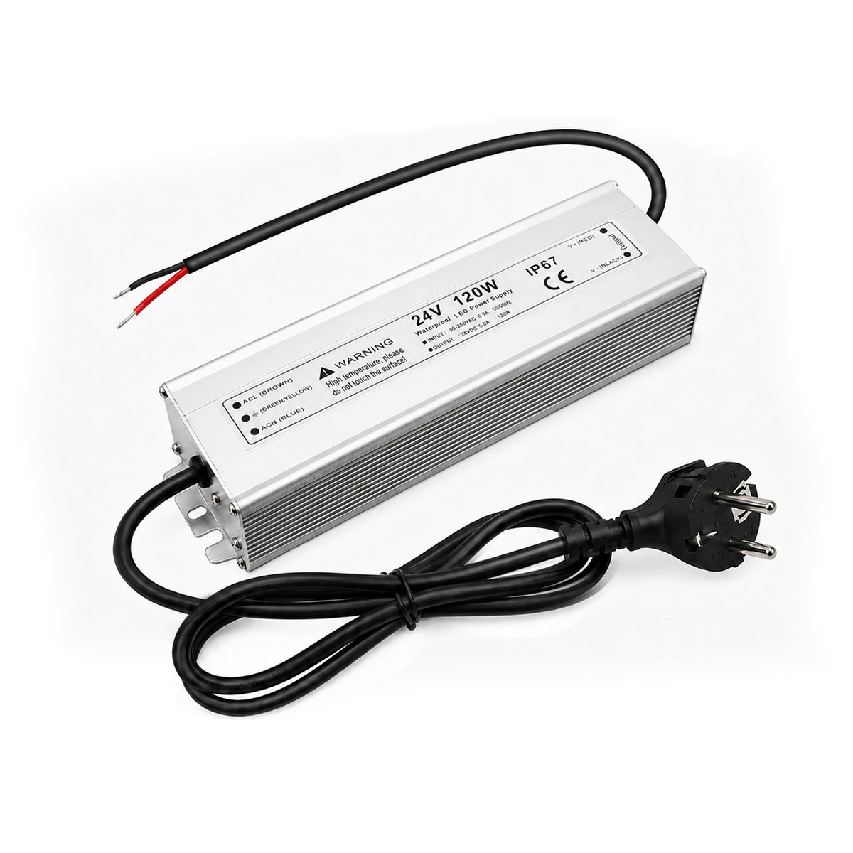 120W 12V/24V Waterproof LED Power Supply, 90-265V Input, Single/Dual Output, Aluminum Housing, Outdoor LED Lighting Driver, CE/RoHS/FCC Certified, US/UK/EU Plug