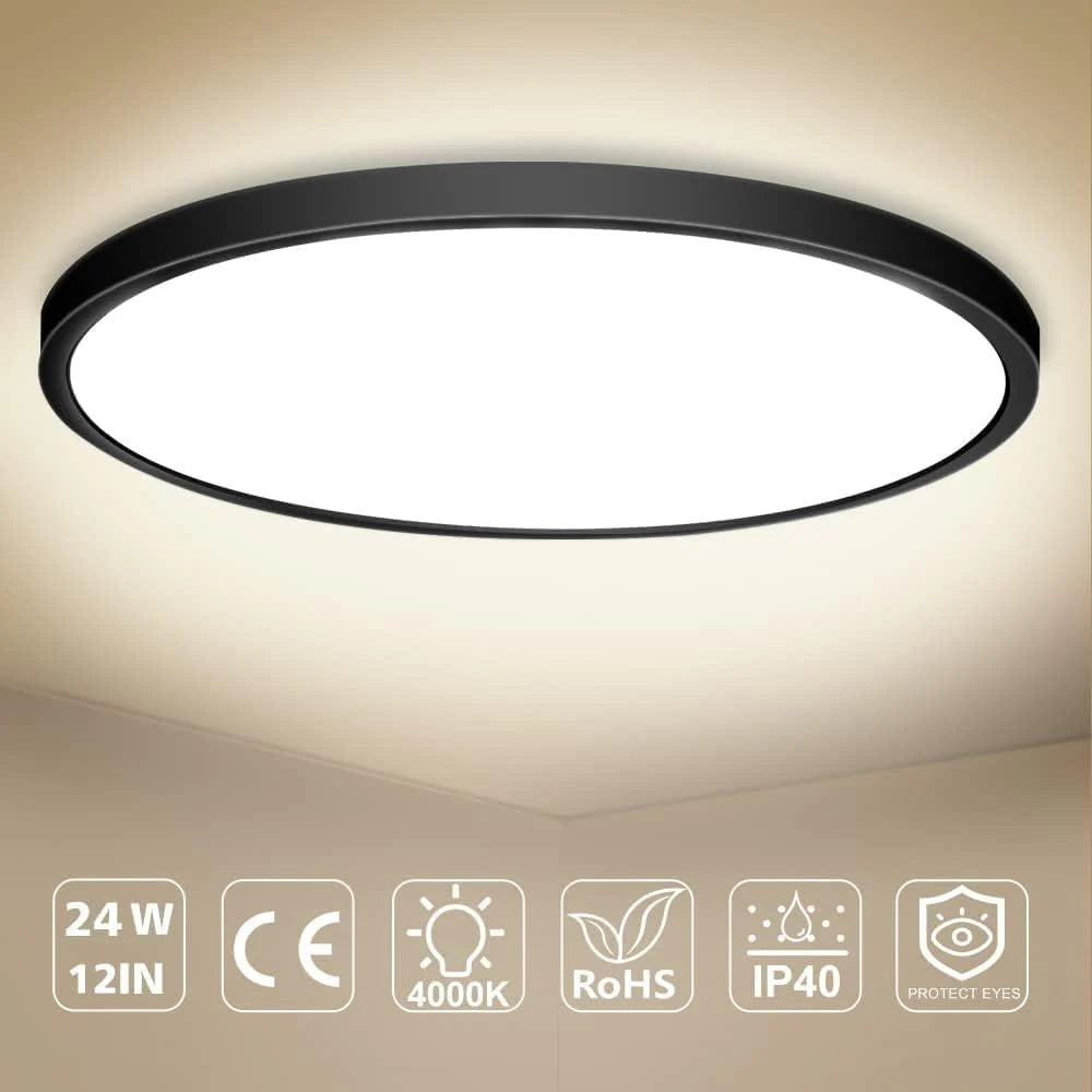 15.7 Inch 32W White /Black /Gold Round Ceiling Light – AC 110–130V  | 3000K / 4500K / 5000K / 6500K | Flush Mount Ceiling Light for Modern Home Lighting | 1-Pack – Local Stock (US)